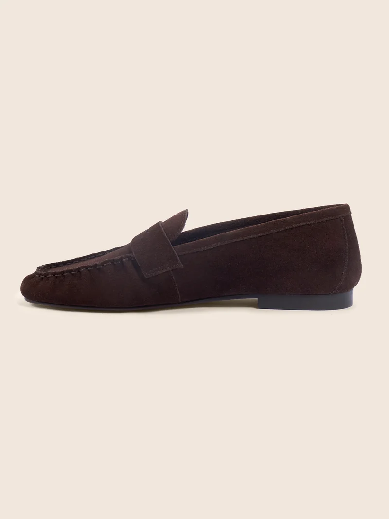 Mocassins plissés cuir daim marron