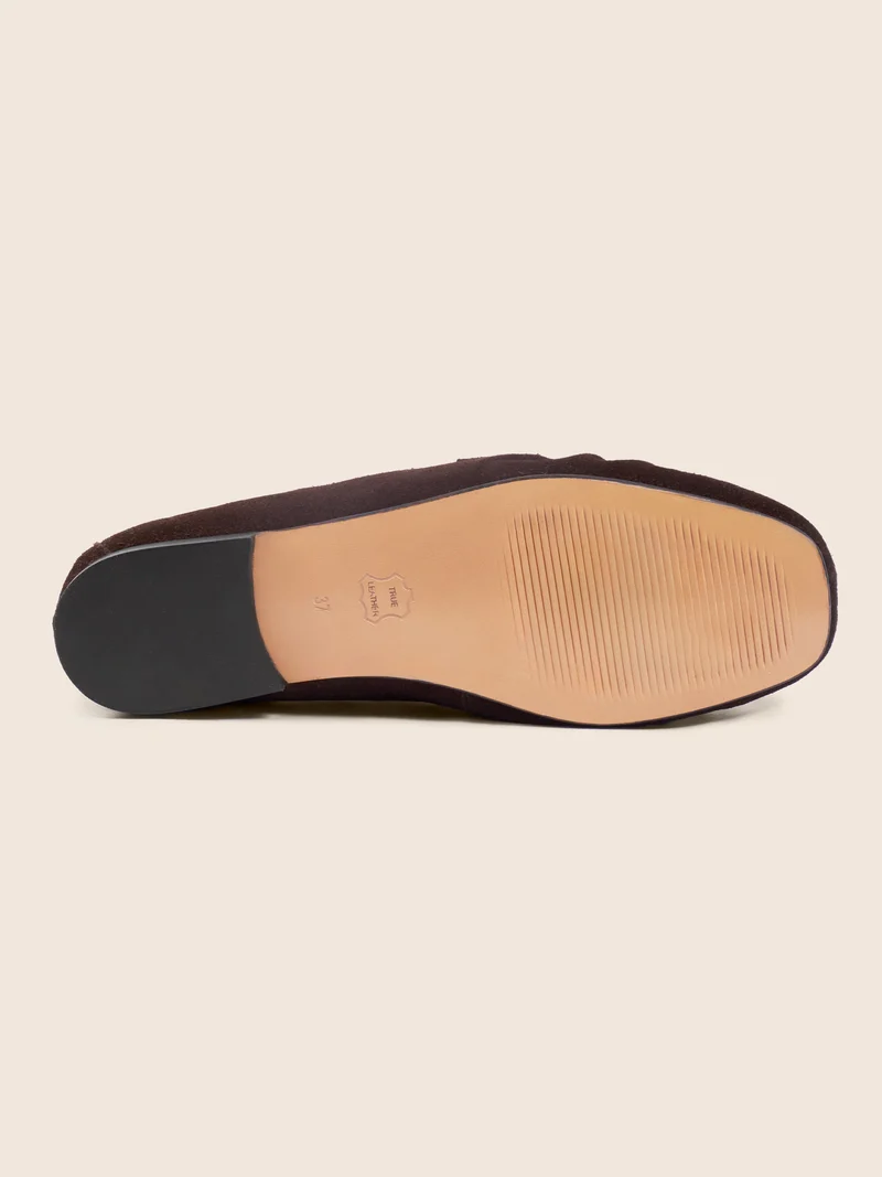 Mocassins plissés cuir daim marron