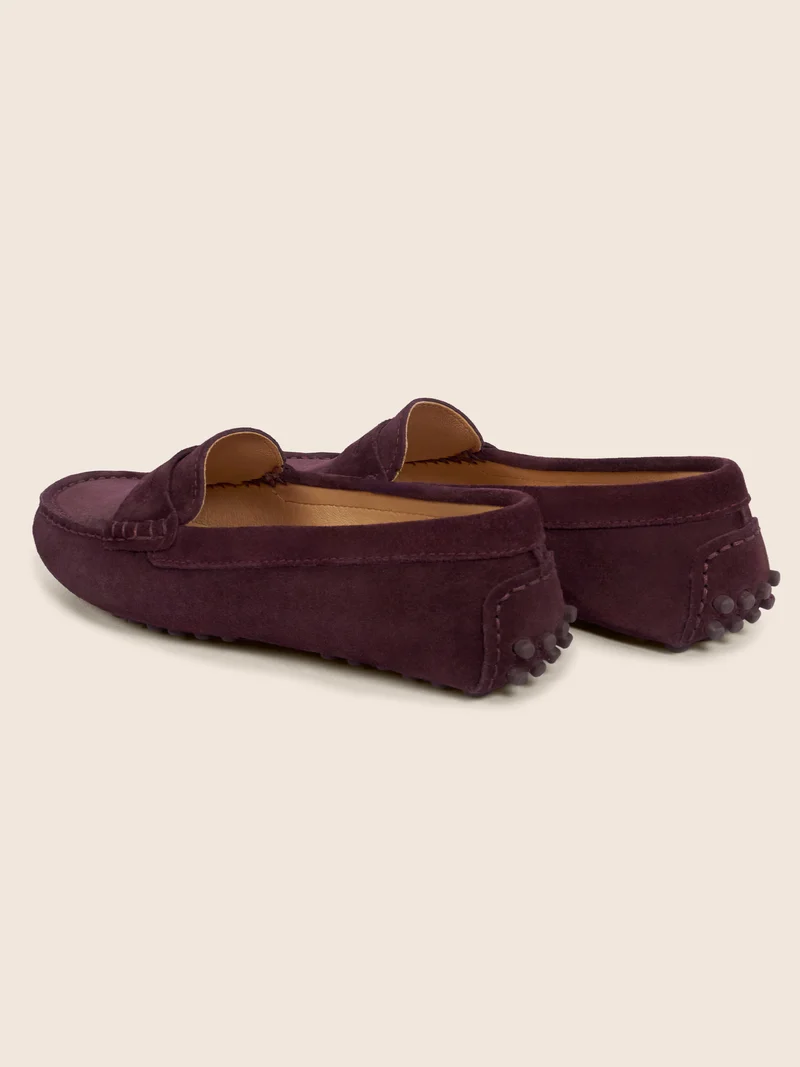 Mocassins cuir daim bordeaux
