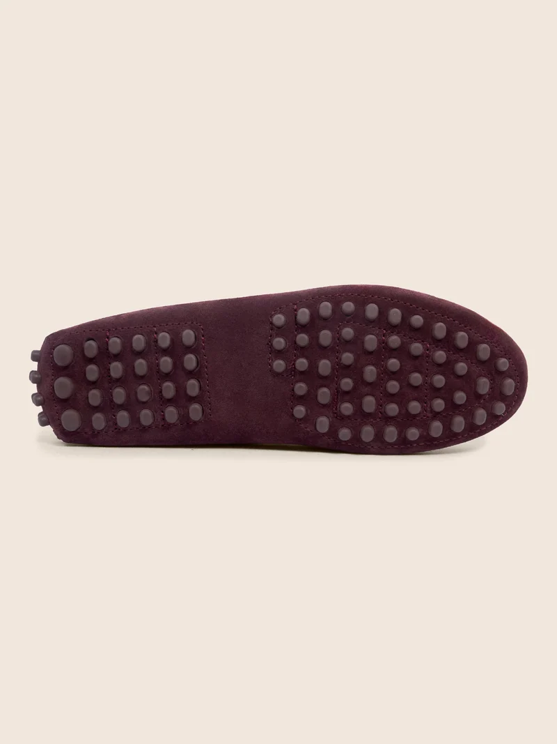 Mocassins cuir daim bordeaux