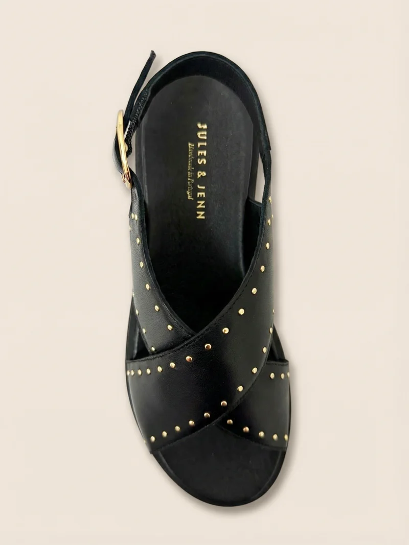 Sandales gomme cuir noir