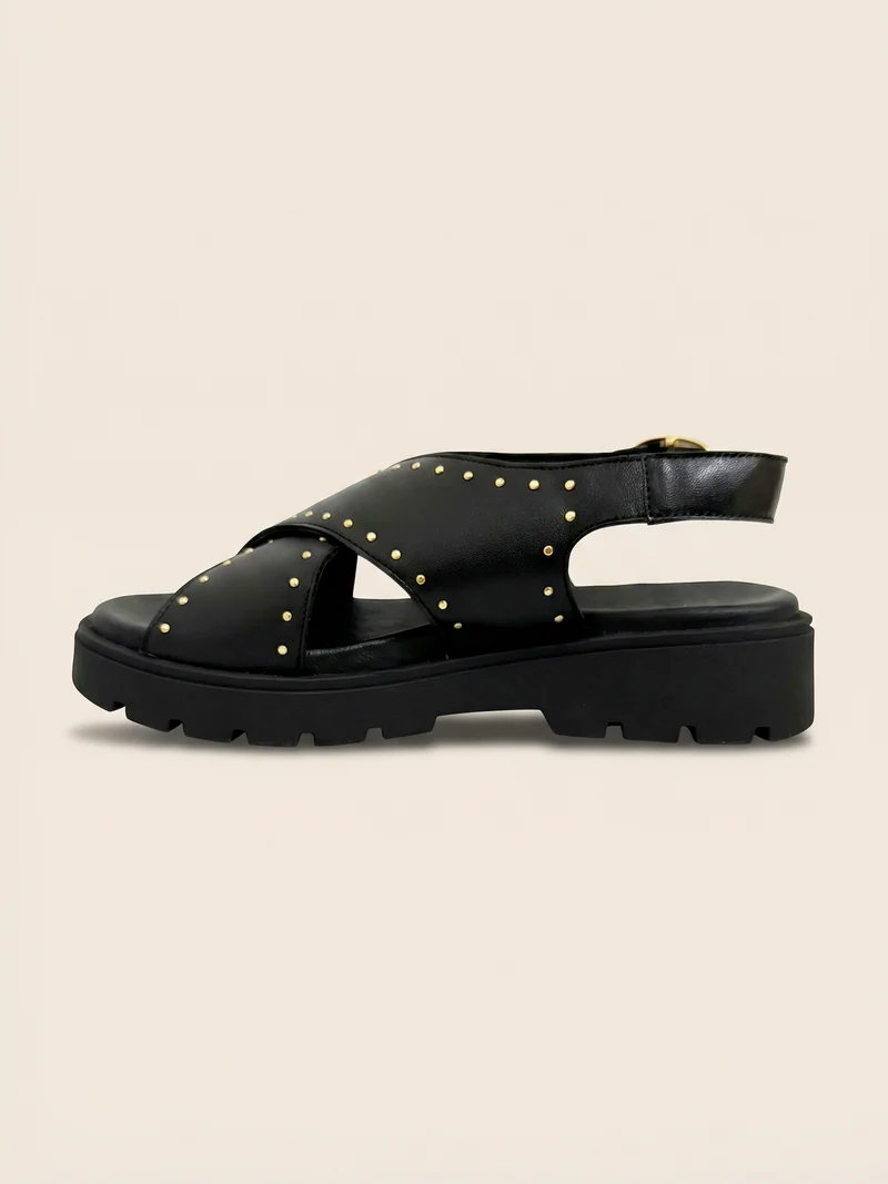 Sandales gomme cuir noir