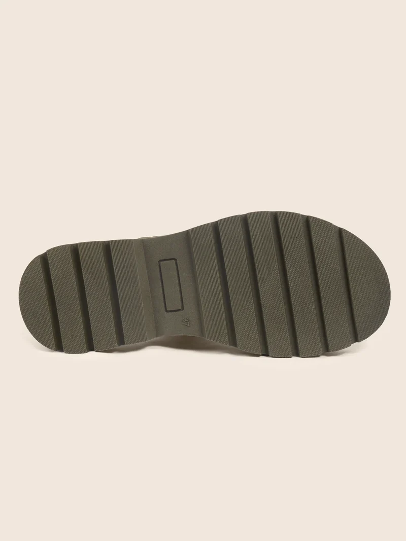 Sandales gomme cuir daim kaki