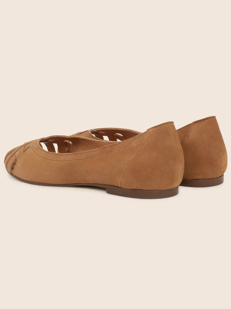 Ballerines brides cuir daim camel
