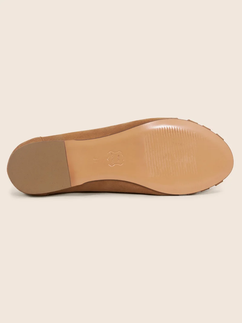 Ballerines brides cuir daim camel