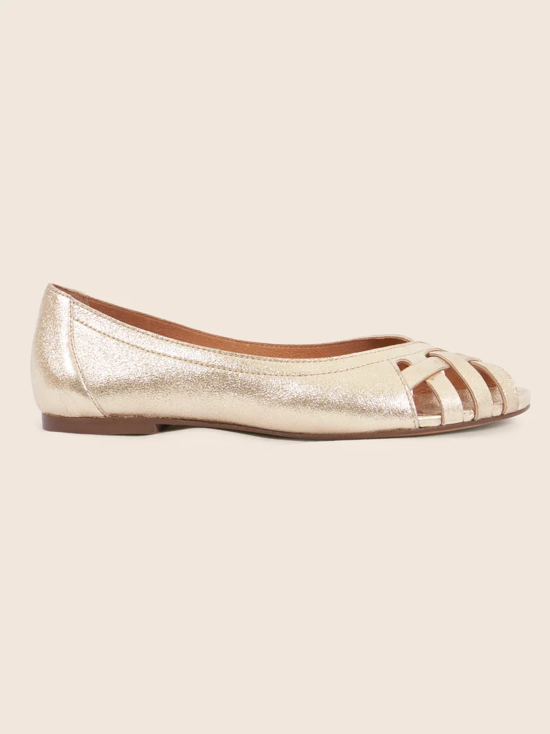 Ballerines brides cuir métallisé doré