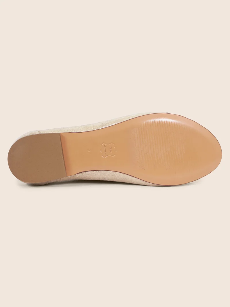 Ballerines brides cuir métallisé doré