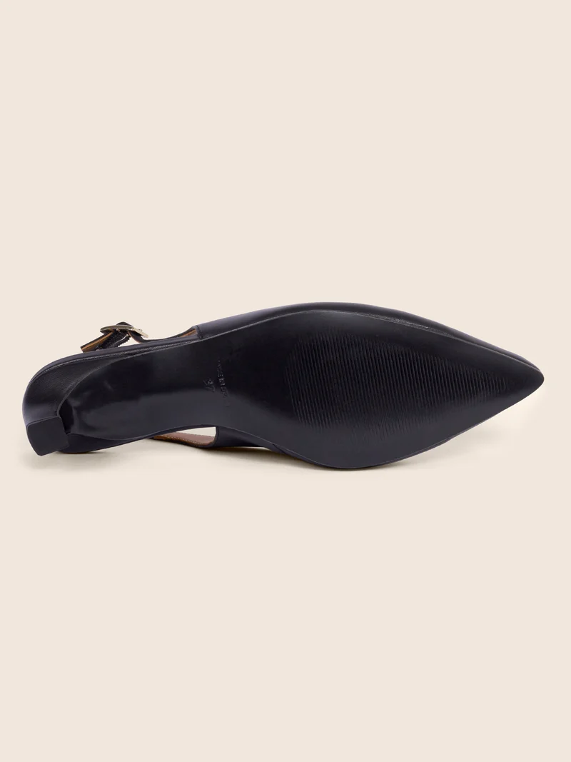 Escarpins slingback petit talon cuir noir