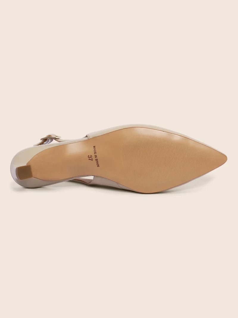 Escarpins slingback petit talon cuir crème