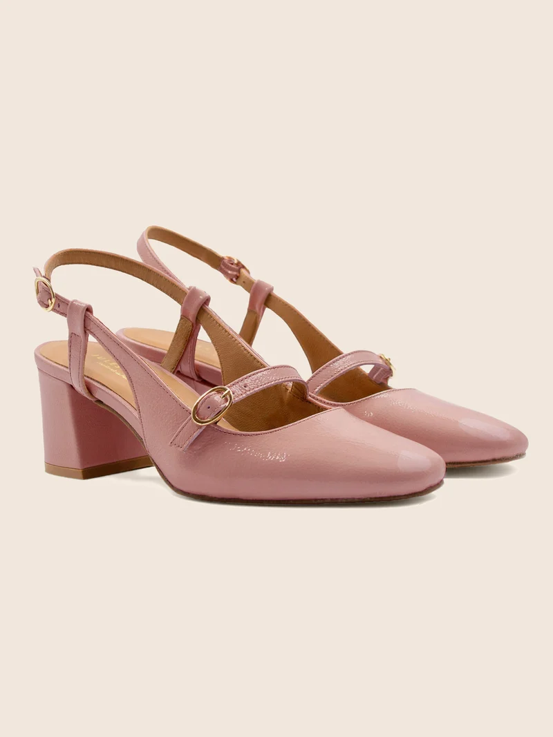 Escarpins slingback cuir vernis rose