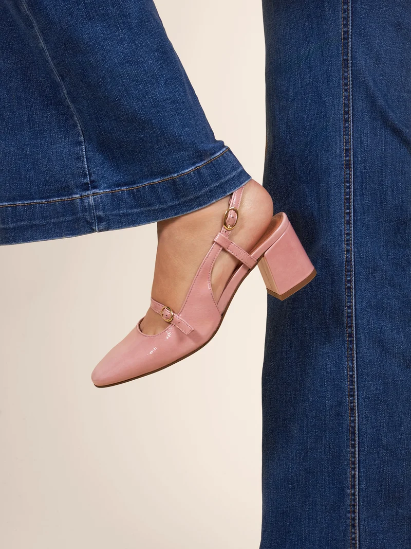 Escarpins slingback cuir vernis rose