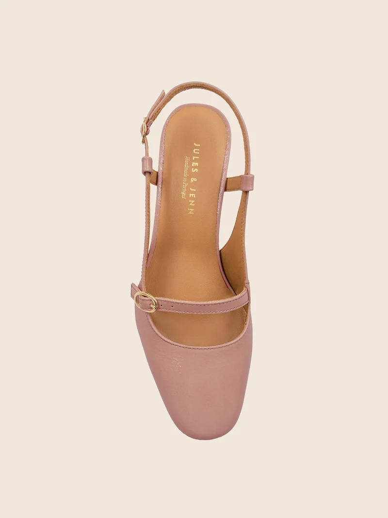 Escarpins slingback cuir vernis rose