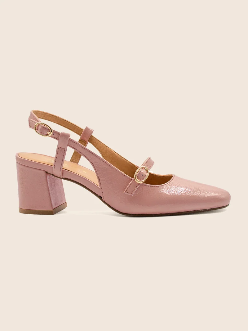 Escarpins slingback cuir vernis rose