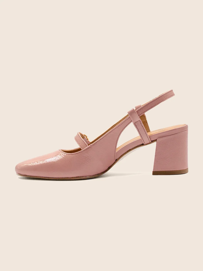 Escarpins slingback cuir vernis rose