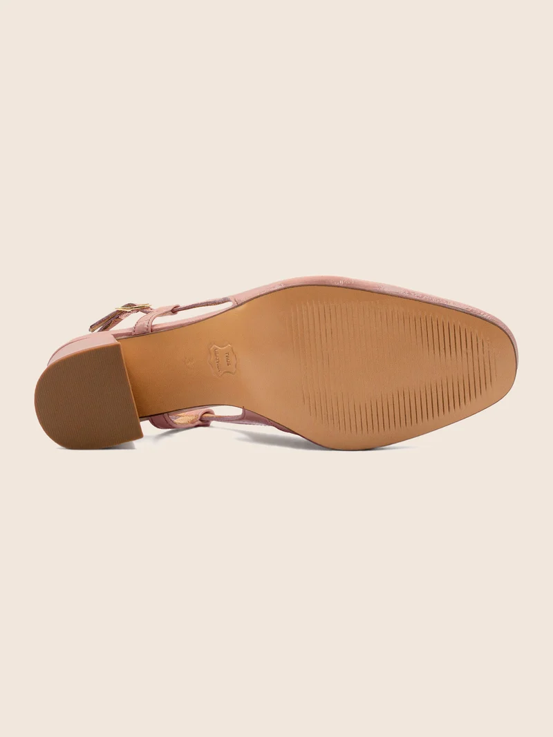 Escarpins slingback cuir vernis rose