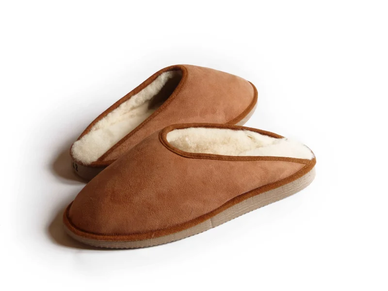 Mules Homme Camel en Peau de mouton