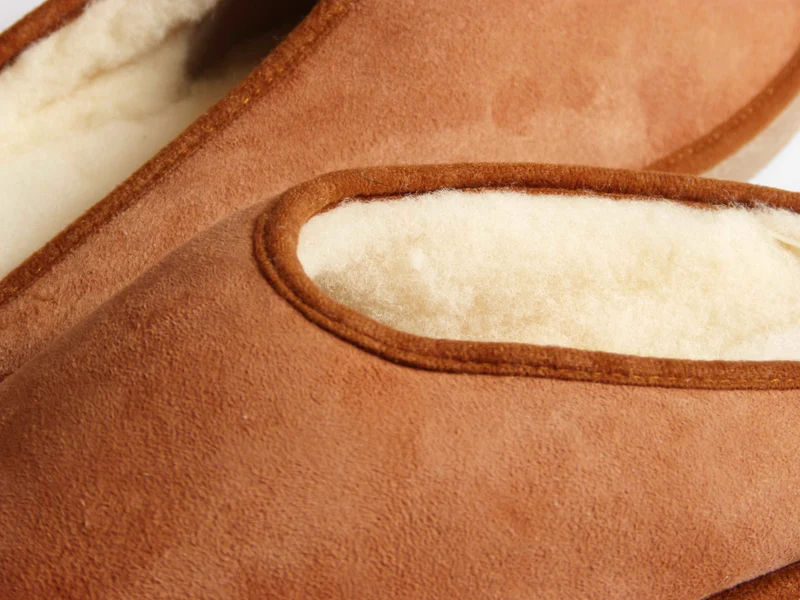Mules Homme Camel en Peau de mouton