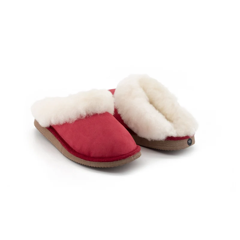 Mules Femme Rouge en Laine de mouton