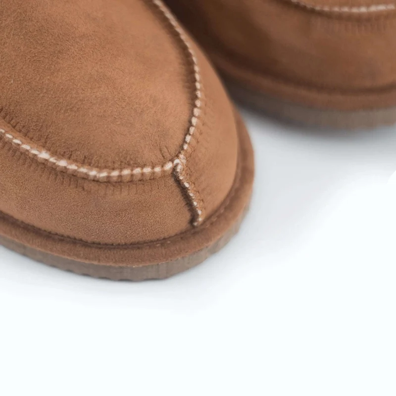 Chaussons bottines en peau de mouton camel