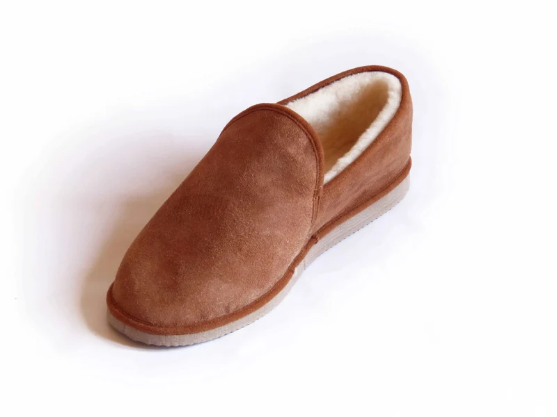 Charentaises camel en peau de mouton