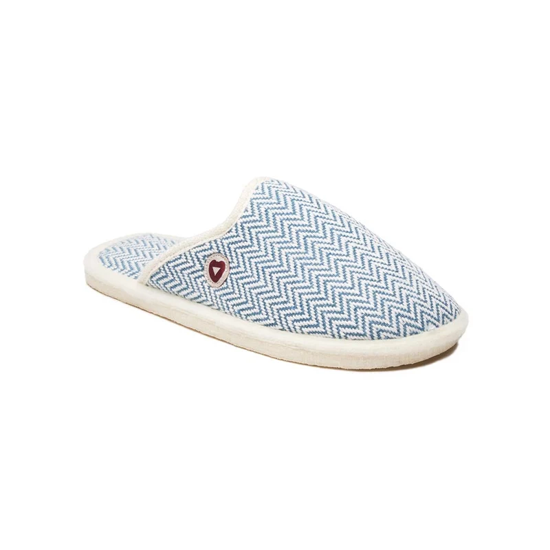 Chaussons mules - La mi chevronnée bleue