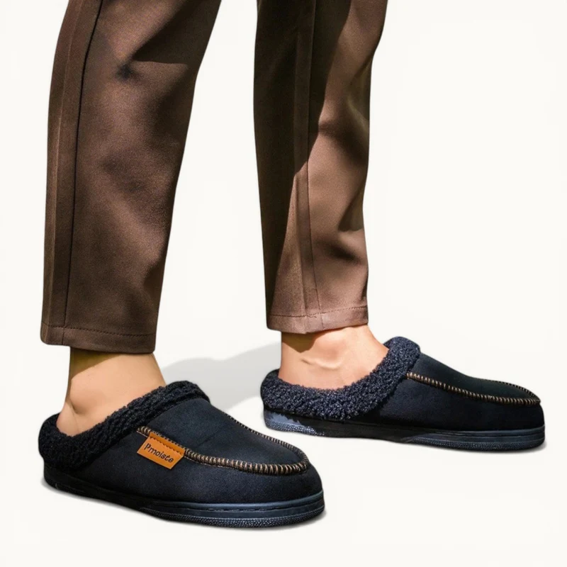Chaussons cuir fourrés