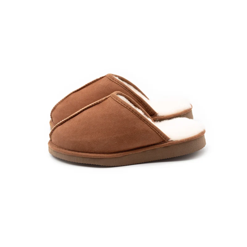 Mules en peau de mouton camel Zoé