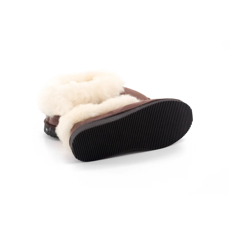 Chaussons mixtes coffee en peau de mouton