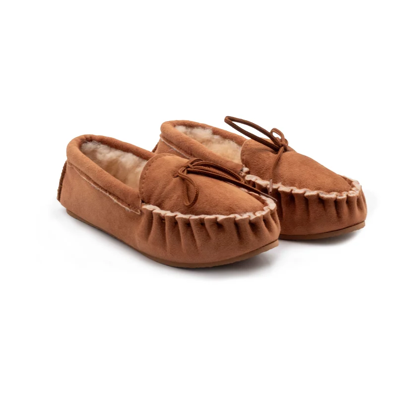 Mocassin en peau lainée Camel