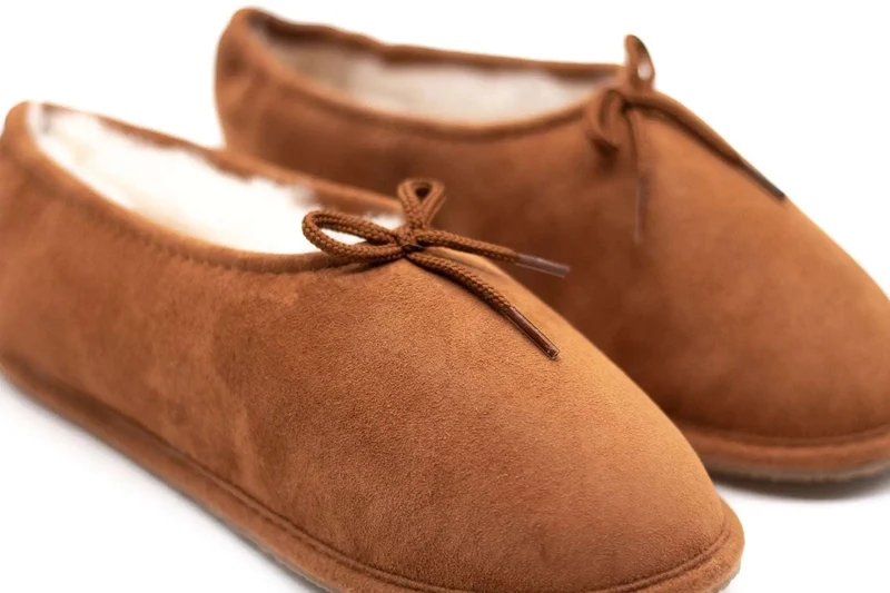 Ballerines en peau de mouton Camel