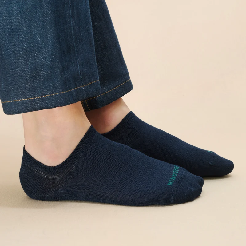 Chaussettes invisibles | Bleu marine - Basket - Super-solide fil d'Écosse