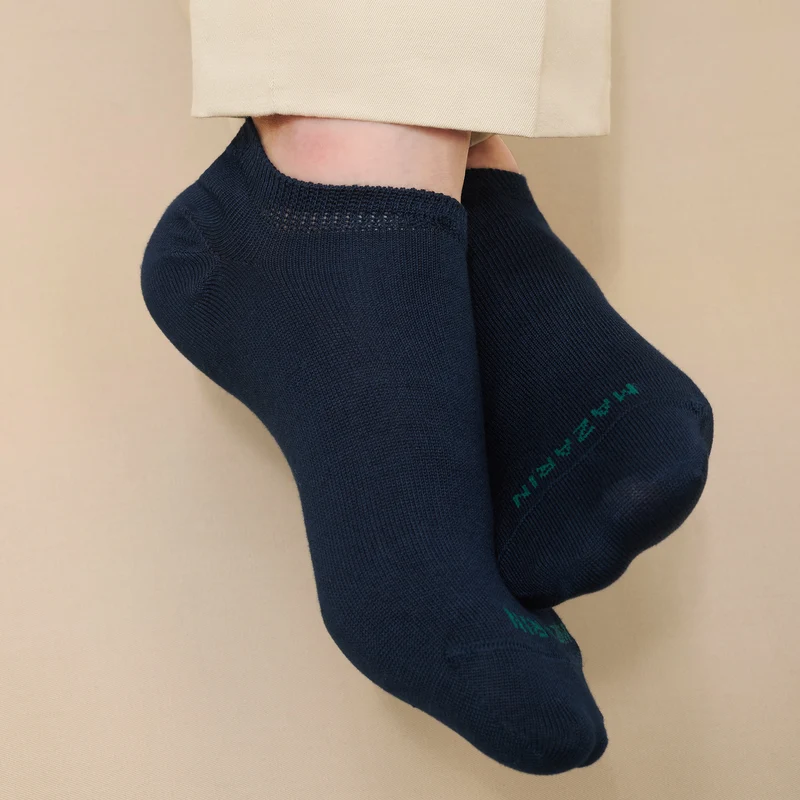 Chaussettes invisibles | Bleu marine - Basket - Super-solide fil d'Écosse