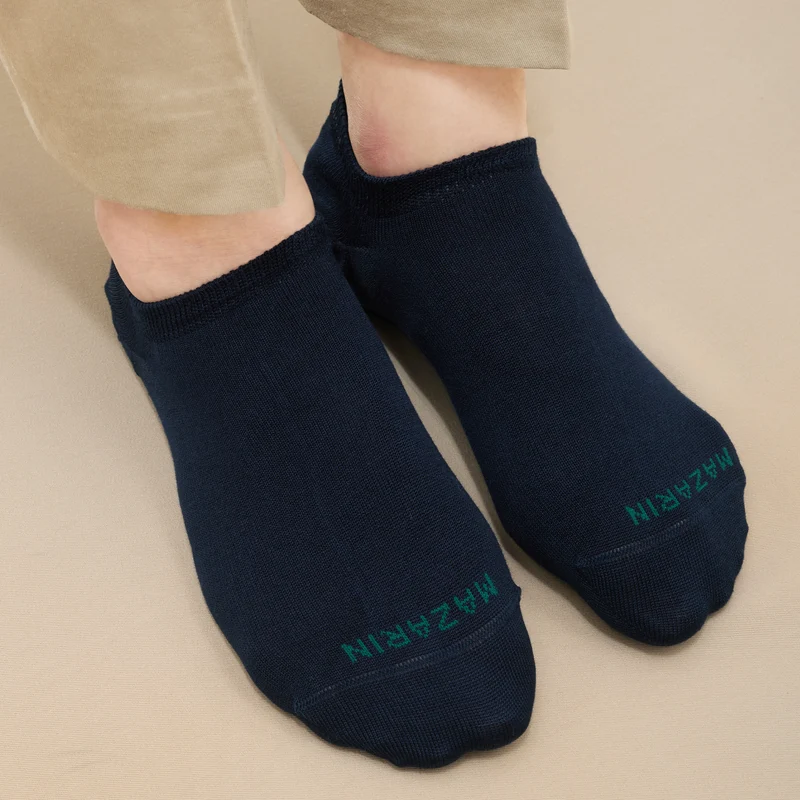 Chaussettes invisibles | Bleu marine - Basket - Super-solide fil d'Écosse