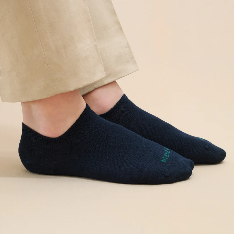 Chaussettes invisibles | Bleu marine - Basket - Super-solide fil d'Écosse