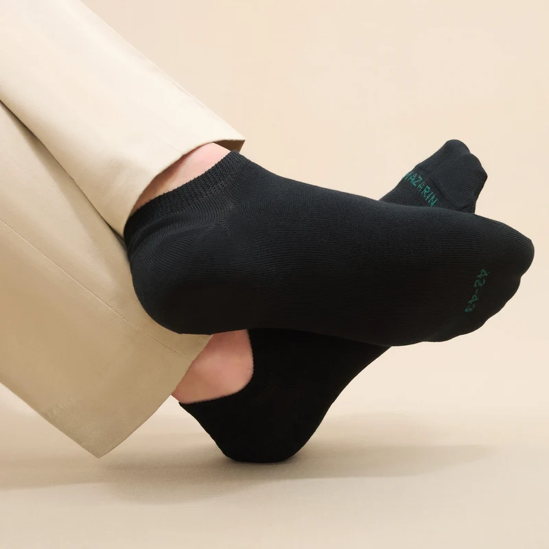 Chaussettes invisibles | Noir - Basket - Super-solide fil d'Écosse