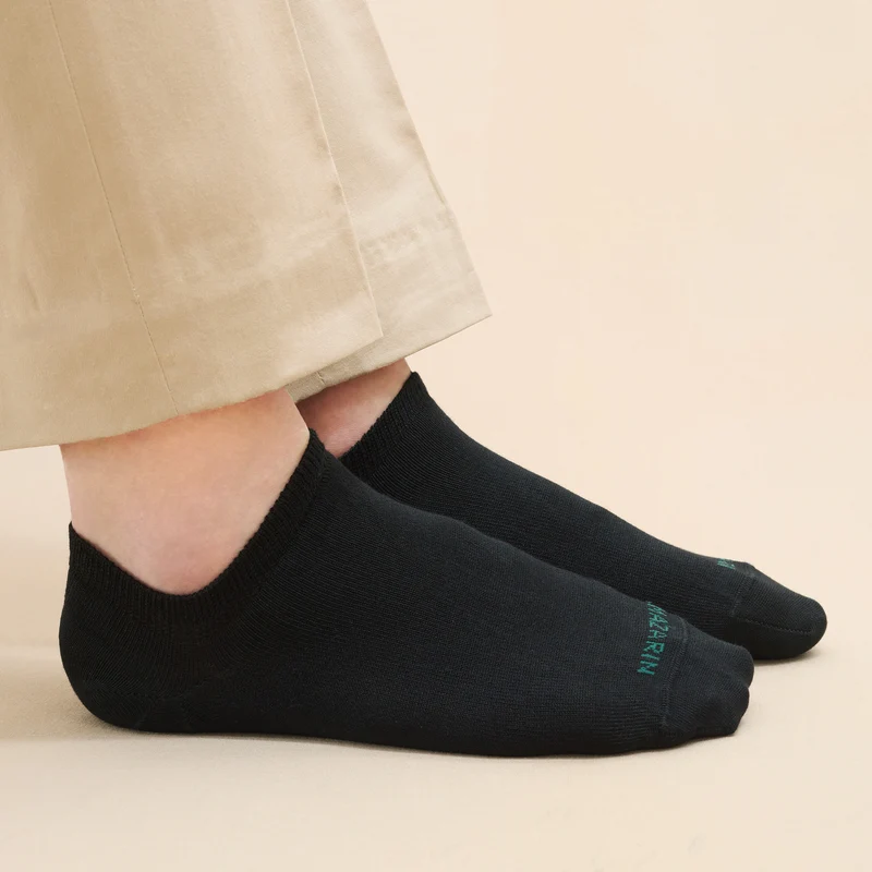 Chaussettes invisibles | Noir - Basket - Super-solide fil d'Écosse