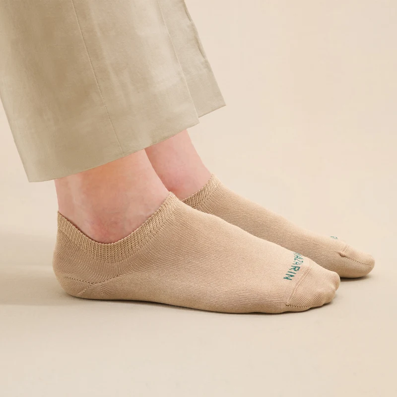 Chaussettes invisibles | Beige - Basket - Super-solide fil d'Écosse
