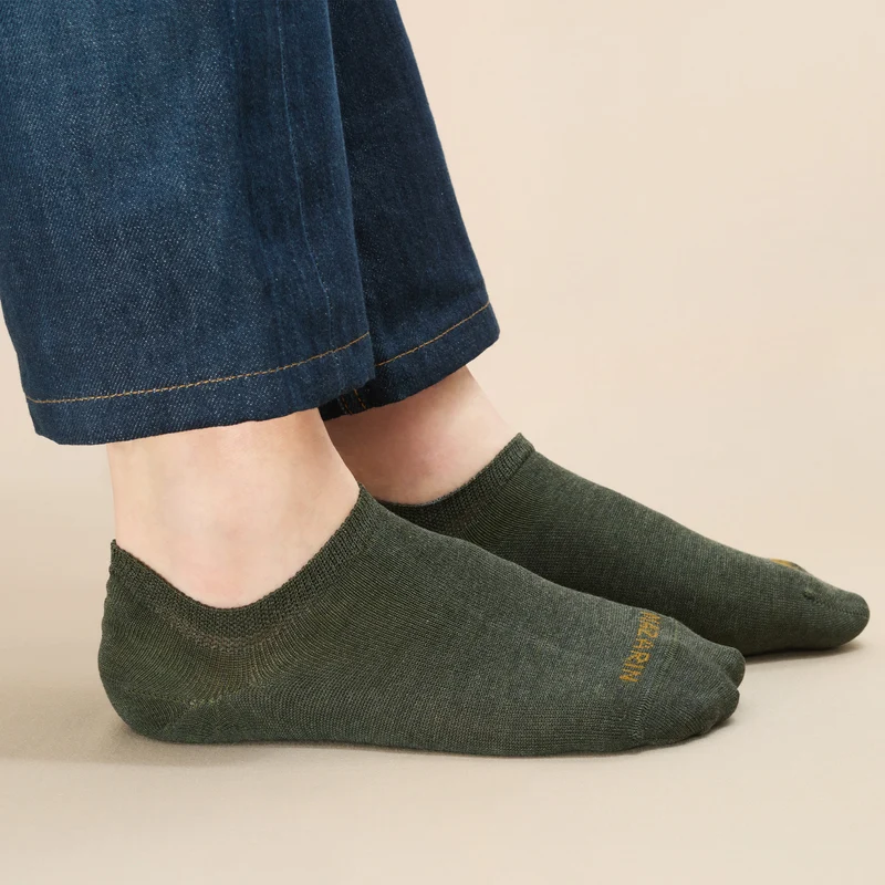 Chaussettes invisibles | Vert kaki - Basket - Super-solide fil d'Écosse