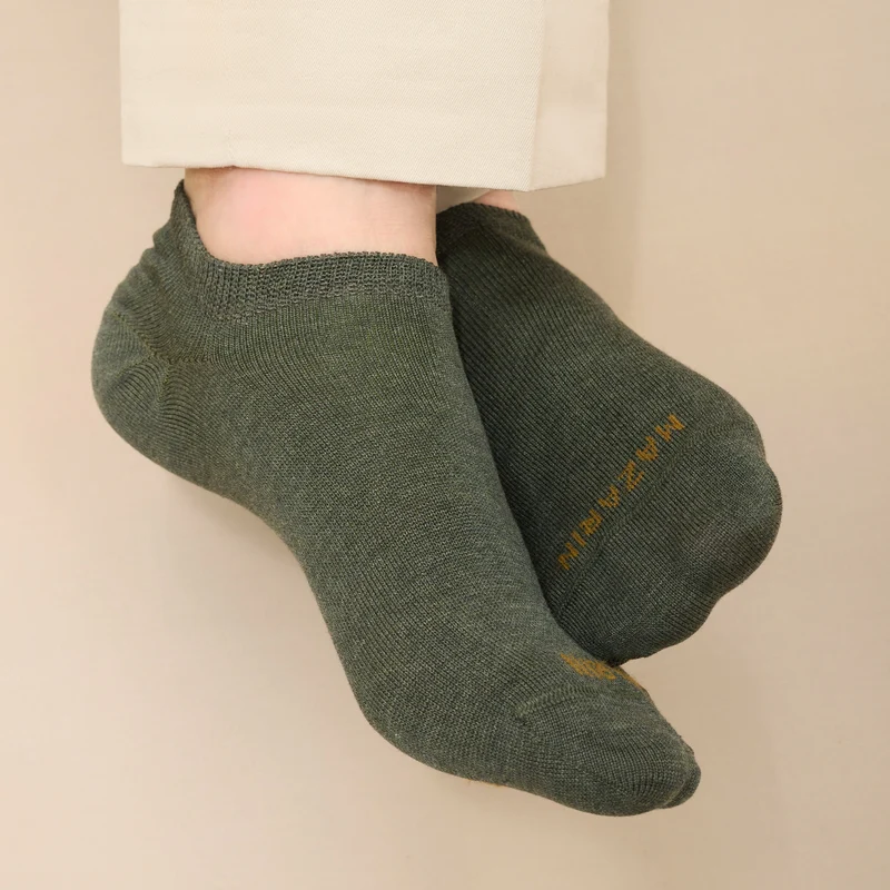Chaussettes invisibles | Vert kaki - Basket - Super-solide fil d'Écosse