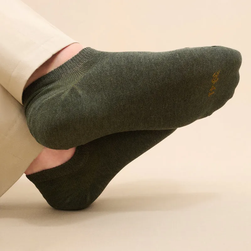 Chaussettes invisibles | Vert kaki - Basket - Super-solide fil d'Écosse