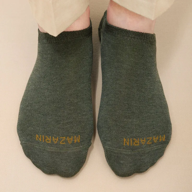Chaussettes invisibles | Vert kaki - Basket - Super-solide fil d'Écosse