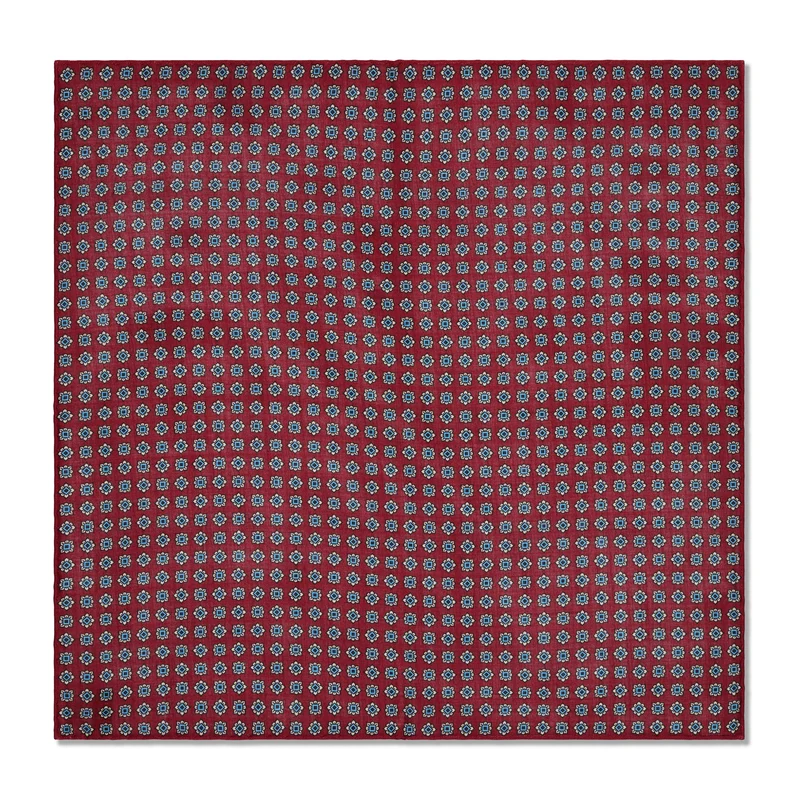 Pochette Rouge framboise, bleu ciel et blanc - Motif Floral - Laine & Soie