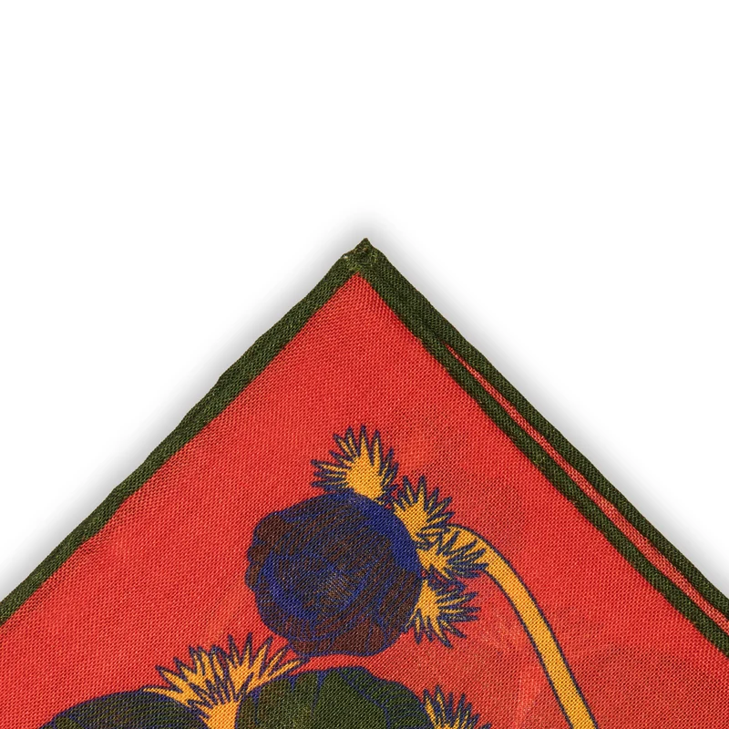 Pochette Orange & Kaki - Motif Art Nouveau - Laine & Soie
