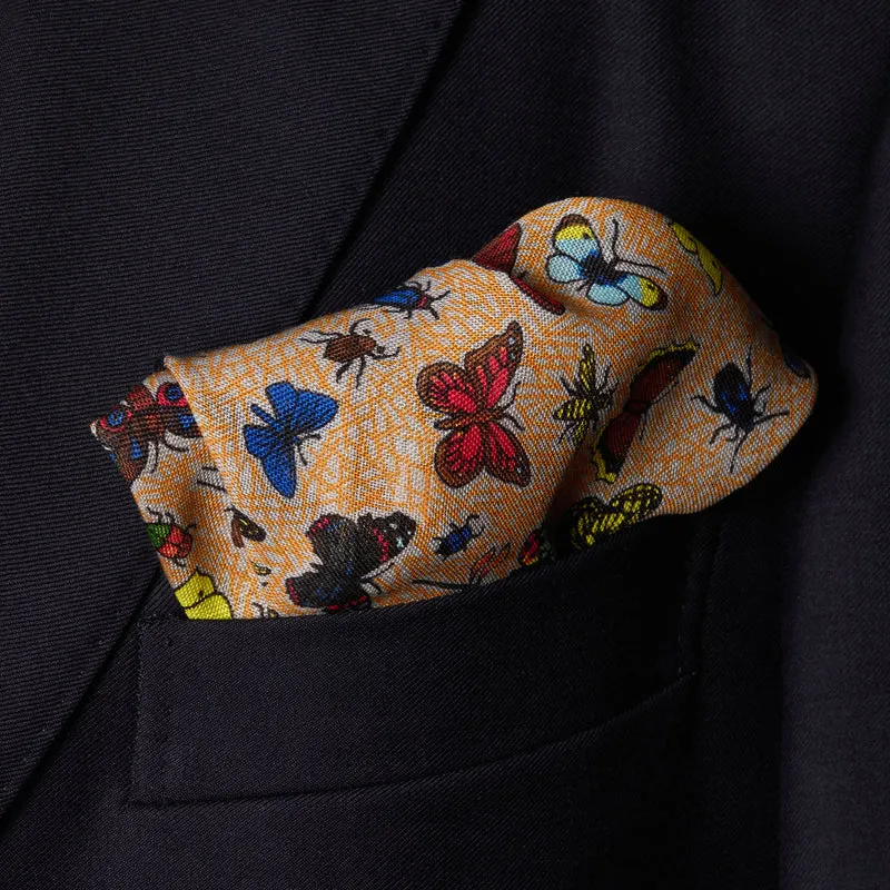 Pochette multicolore - Motif papillons - Laine & Soie