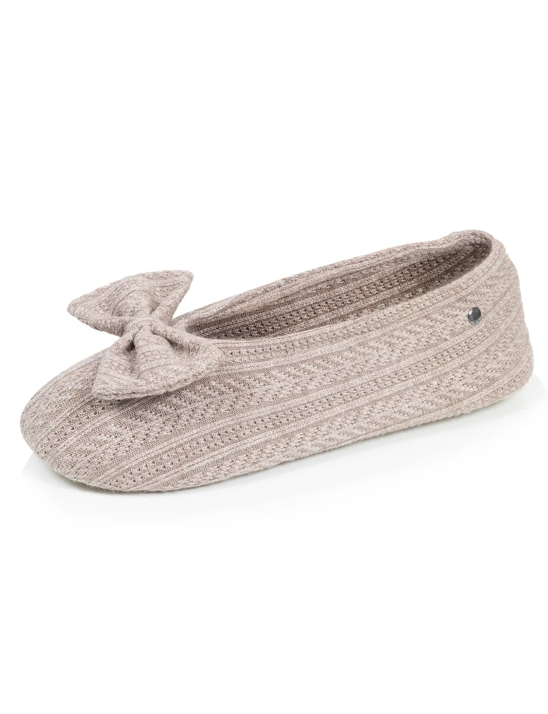 Chaussons Ballerines Femme Grand Nœud Taupe