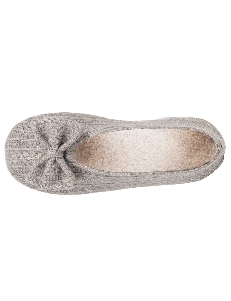 Chaussons Ballerines Femme Grand Nœud Taupe