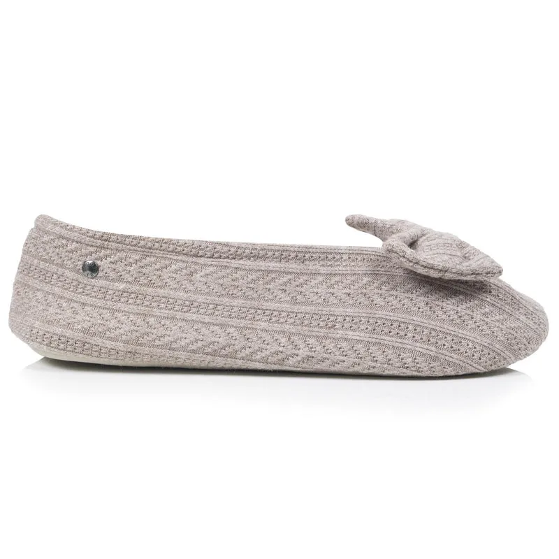 Chaussons Ballerines Femme Grand Nœud Taupe