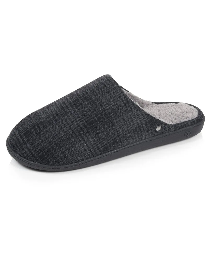 Chaussons Mules Homme Tartan Noir