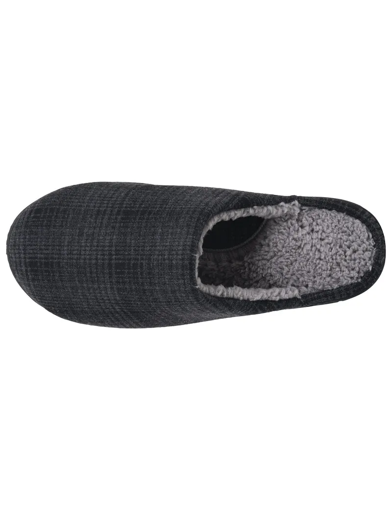 Chaussons Mules Homme Tartan Noir