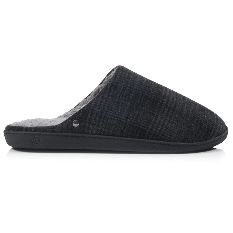 Chaussons Mules Homme Tartan Noir